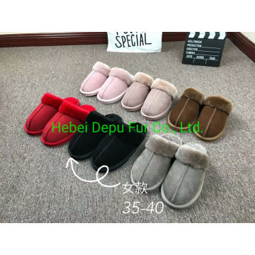 High Quality Sheepskin Slippers in Pink Color